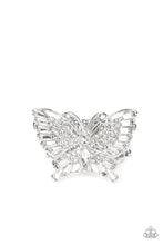 Load image into Gallery viewer, Fearless Flutter White Rhinestone Butterfly Ring Paparazzi Accessories