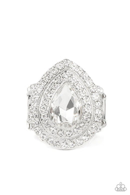 Icy Indulgence White Rhinestone Ring Paparazzi Accessories