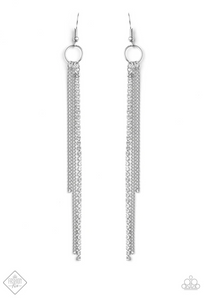 fishhook,rhinestones,white,7 Days A Sleek White Earring