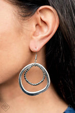 Load image into Gallery viewer, Spinning With Sass Silver Rhinestone Earrings Paparazzi Accessories