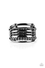 Load image into Gallery viewer, The Steel of the Night Black Gunmetal Ring Paparazzi Accessories