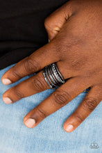 Load image into Gallery viewer, The Steel of the Night Black Gunmetal Ring Paparazzi Accessories