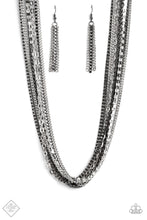 Load image into Gallery viewer, Trouble Maker Trove Black Gunmetal Rhinestone Necklace Paparazzi Accessories