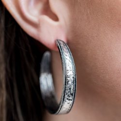Soul Train Silver Hoop Earrings Paparazzi Accessories