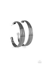 Load image into Gallery viewer, Live Wire Black Hoop Earring Paparazzi Accessories
