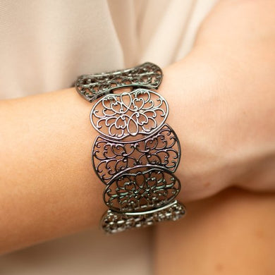 Fancy Fashionista Black Gunmetal Bracelet Paparazzi Accessories