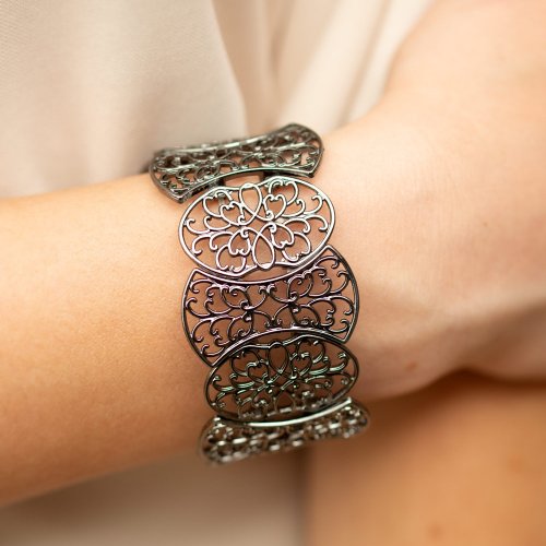 Fancy Fashionista Black Gunmetal Bracelet Paparazzi Accessories
