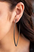 Load image into Gallery viewer, Nothing But Trouble Black Gunmetal Hoop Earring Paparazzi Accessories