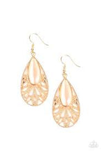 Load image into Gallery viewer, Glowing Tranquility Gold Cat&#39;s Eye Earring Paparazzi Accessories