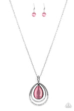 Load image into Gallery viewer, Glow and Tell Pink Cat&#39;s Eye Rhinestone Necklace Paparazzi Accessories