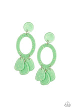 Load image into Gallery viewer, Sparkling Shores Green Acrylic Earrings Paparazzi Accessories