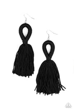 Load image into Gallery viewer, Tassels and Tiaras Black Earrings Paparazzi Accessories