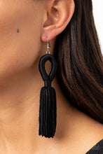 Load image into Gallery viewer, Tassels and Tiaras Black Earrings Paparazzi Accessories