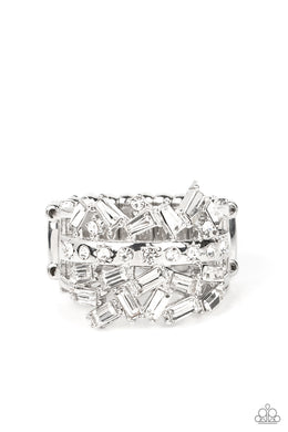 Scattered Sensation White Rhinestone Ring Paparazzi Accessories