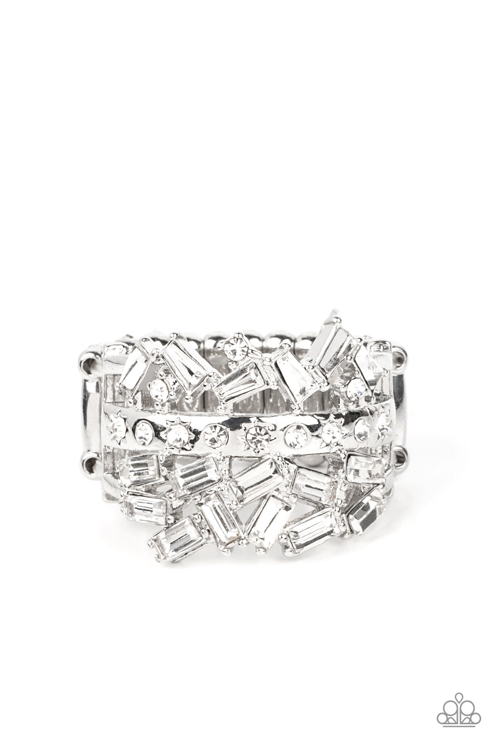Scattered Sensation White Rhinestone Ring Paparazzi Accessories