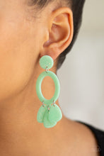 Load image into Gallery viewer, Sparkling Shores Green Acrylic Earrings Paparazzi Accessories