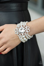 Load image into Gallery viewer, Rule The Room White Pearl and Rhinestone Bracelet Paparazzi Accessories