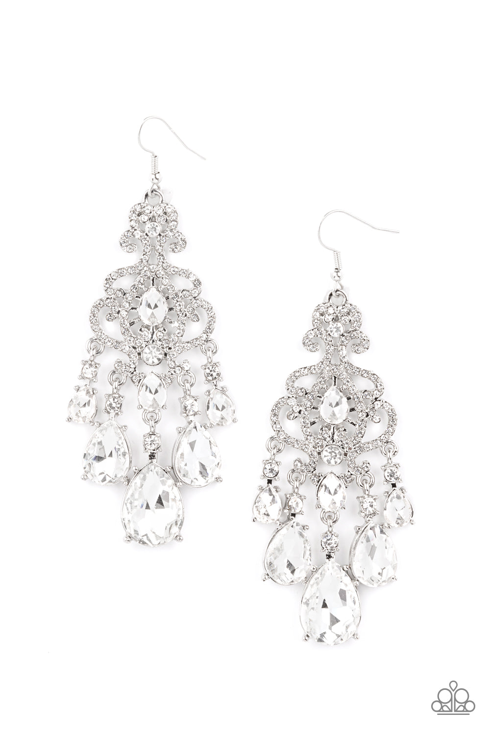 Queen of All Things Sparkly White Rhinestone Earrings Paparazzi Accessories