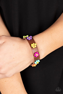 Flowery Frontier Multi Leather Pull-Tie Bracelet Paparazzi Accessories