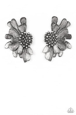Farmstead Meadow Silver Flower Post Earring Paparazzi Accessories