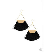 Load image into Gallery viewer, Modern Mayan Black Fringe Earring Paparazzi Accessories