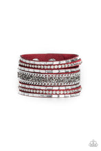 Load image into Gallery viewer, Rhinestone Rumble Red Bracelet Paparazzi Accessories